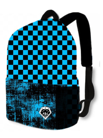 Blue Grunge Checks Backpack